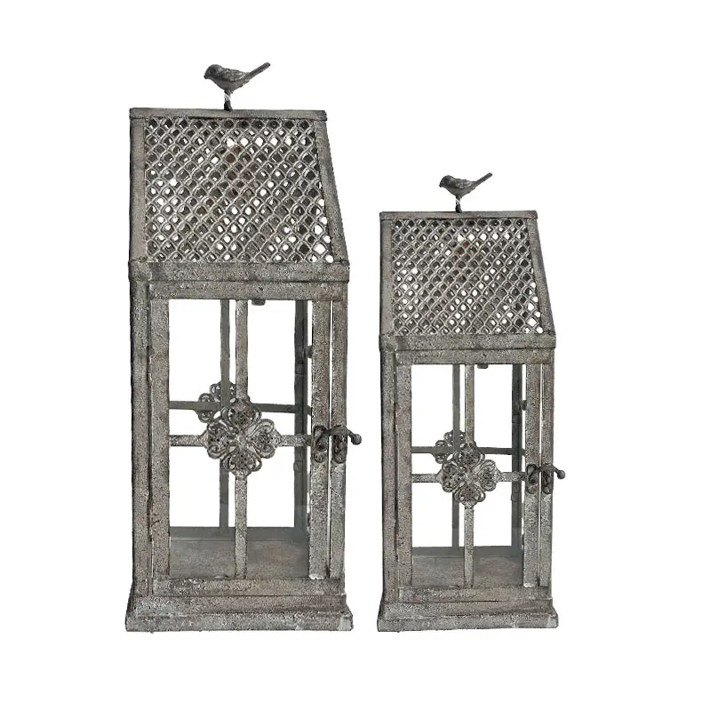 Ensemble 2 lanternes Birdy 15x15x41cm