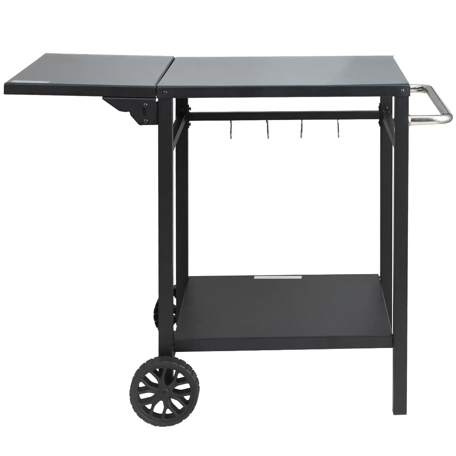 VEVOR Desserte plancha 2 niveaux, pliable, sur roulettes. Plan de travail pour BBQ, four à pizza, jardin.