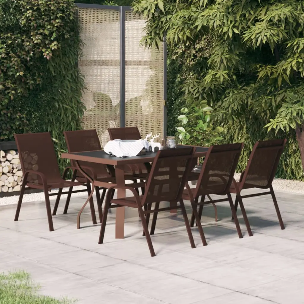 Ensemble à manger de jardin 7 pcs Marron et noir vidaXL 3095989