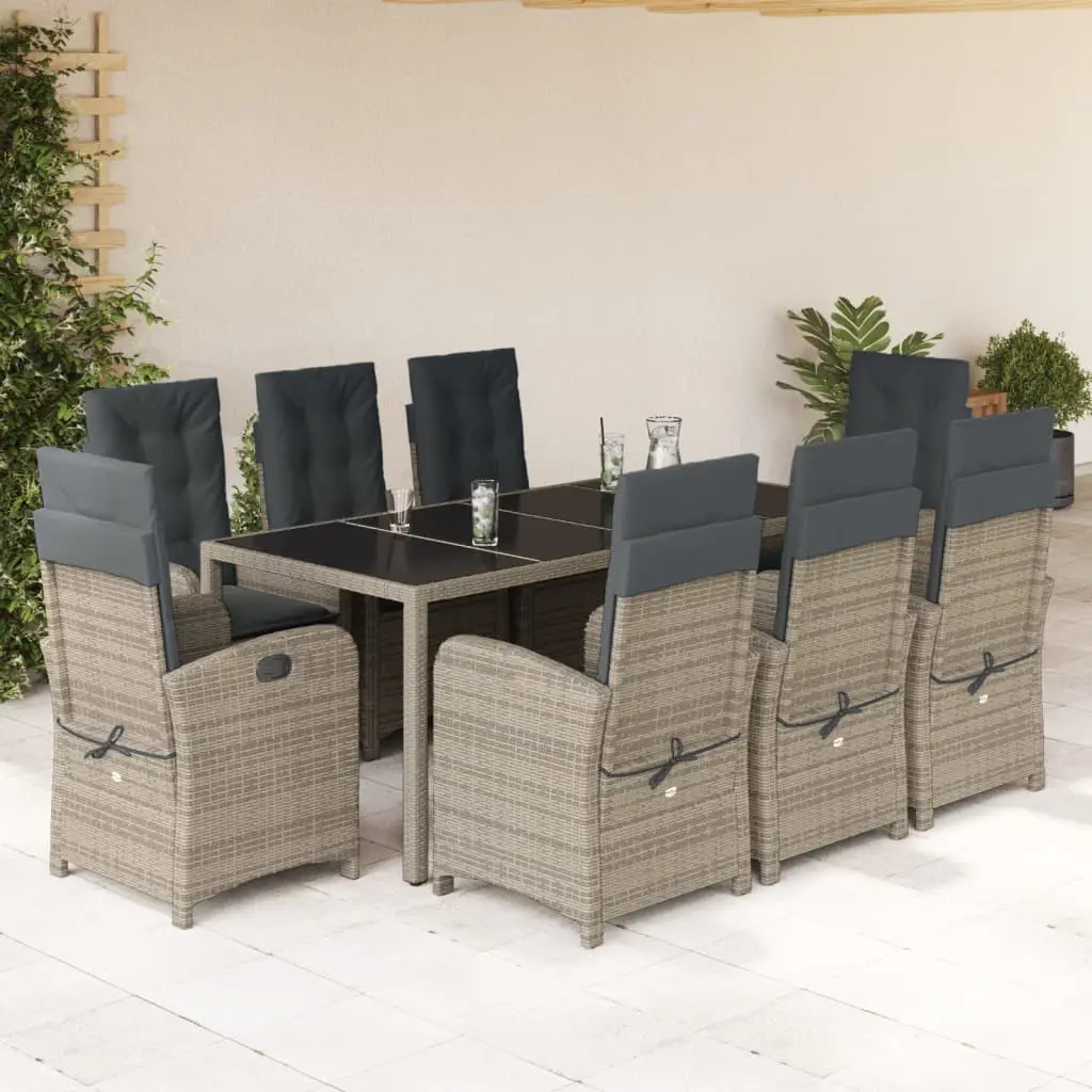 Ensemble à manger de jardin 9 pcs coussins gris résine tressée vidaXL 3212220