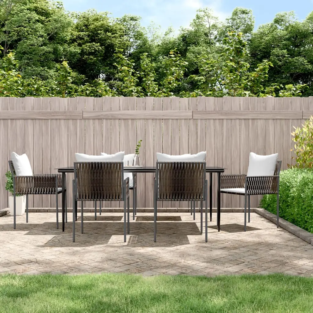 Ensemble à manger de jardin 7 pcs coussins résine tressée acier vidaXL 3187061