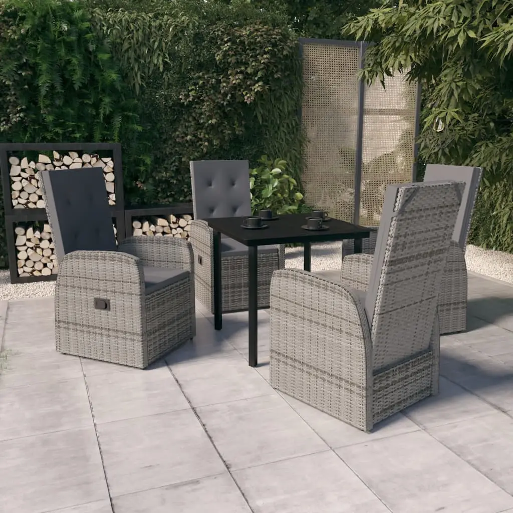 Ensemble à manger de jardin avec coussins 5 pcs Gris vidaXL 3099474