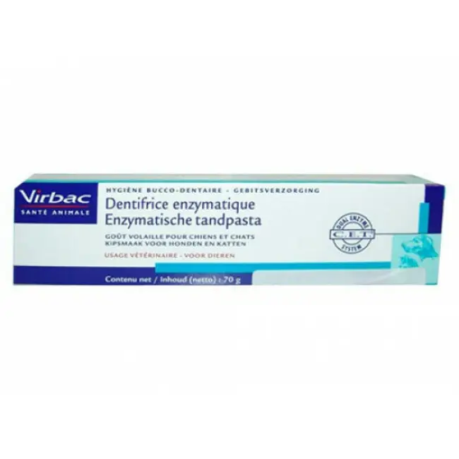 Dentifrice enzymatique soin dentaire Virbac pour chiens et chats Goût Poulet Tube 70 g