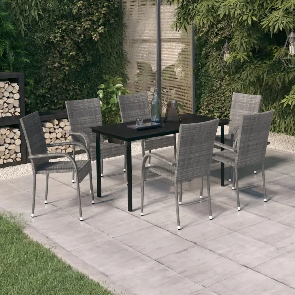 Ensemble à manger de jardin 7 pcs Gris et noir vidaXL 3099392