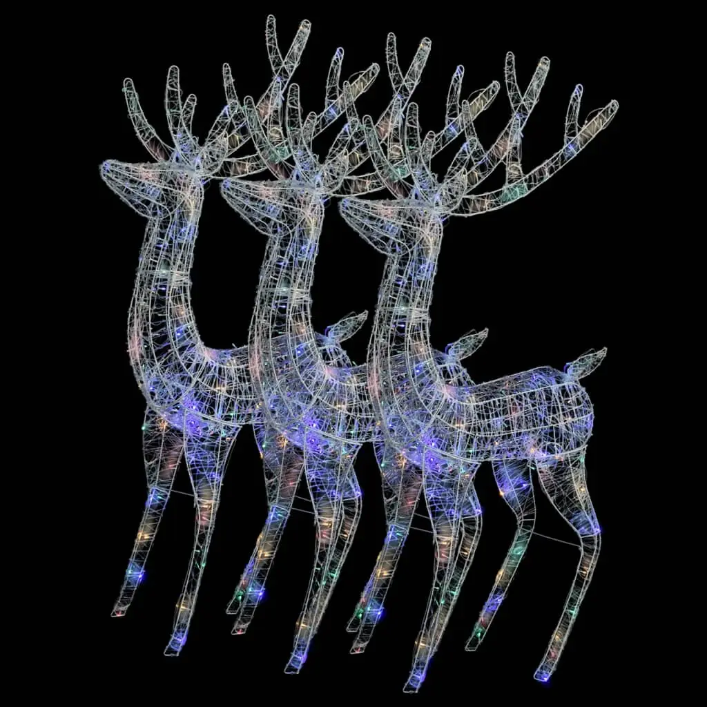 Décoration lumineuse de Noël – Décoration pour Noël – Rennes de Noël XXL Acrylique 250 LED 3 pcs 180 cm Multicolore