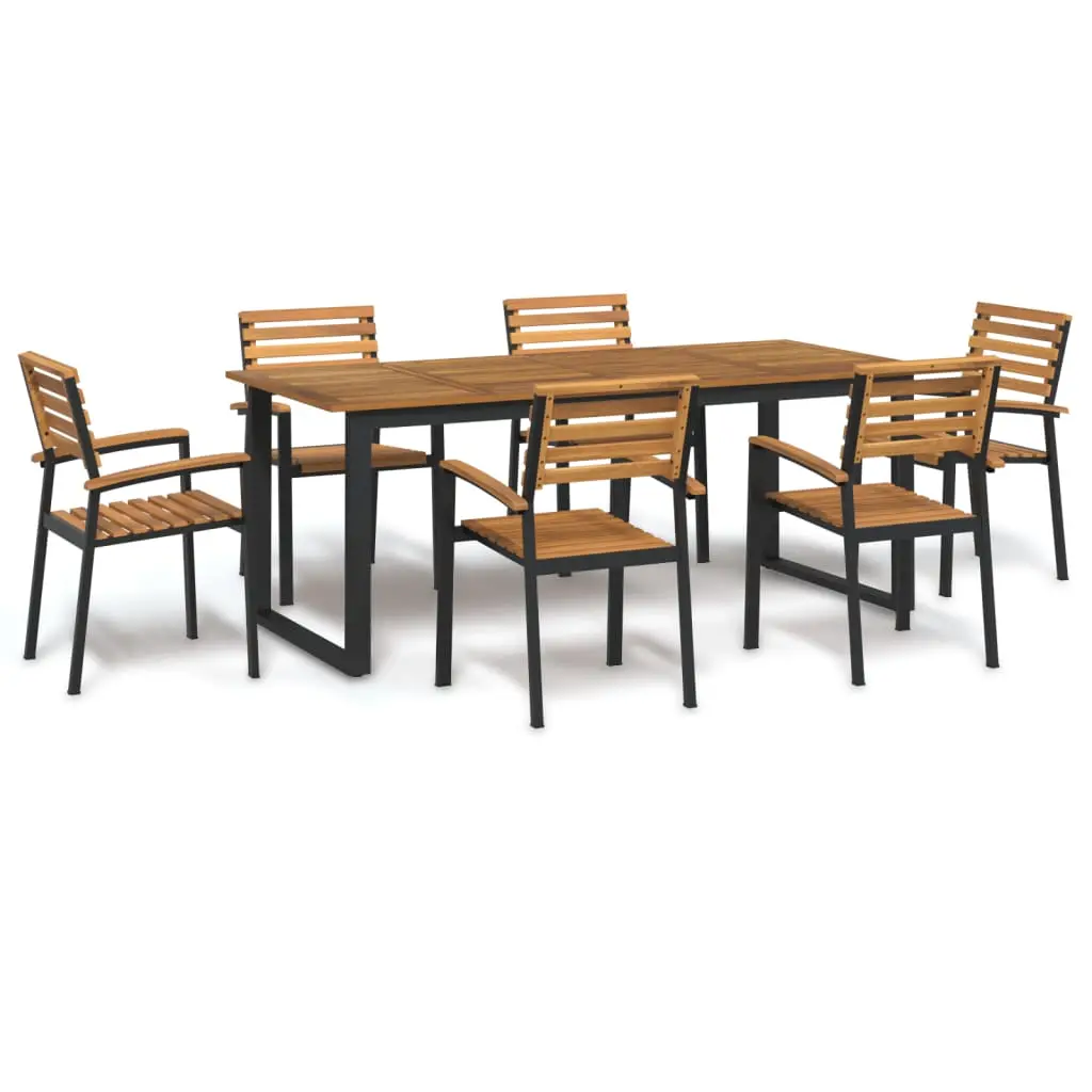 Ensemble à manger de jardin 7 pcs bois d’acacia solide et métal vidaXL 3155404