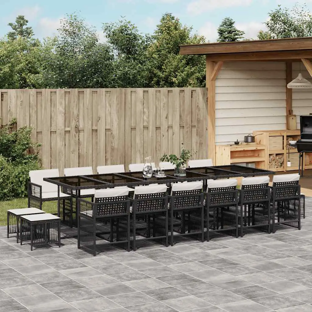 Ensemble à manger de jardin 17 pcs coussins noir résine tressée vidaXL 3211722