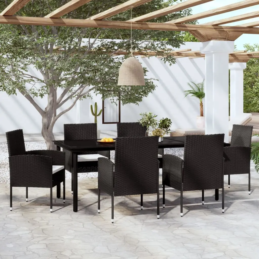 Ensemble à manger de jardin 7 pcs Noir vidaXL 3099605