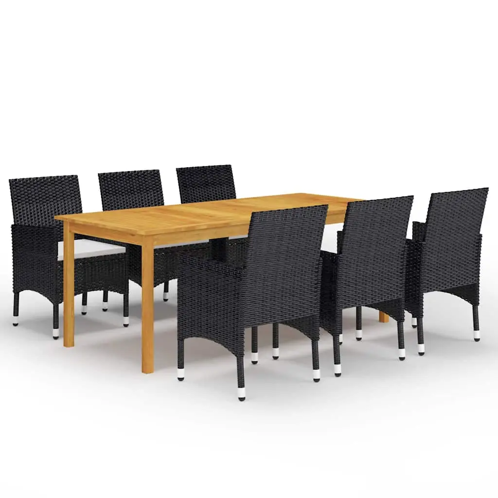 Ensemble à manger de jardin 7 pcs Noir vidaXL 3067855