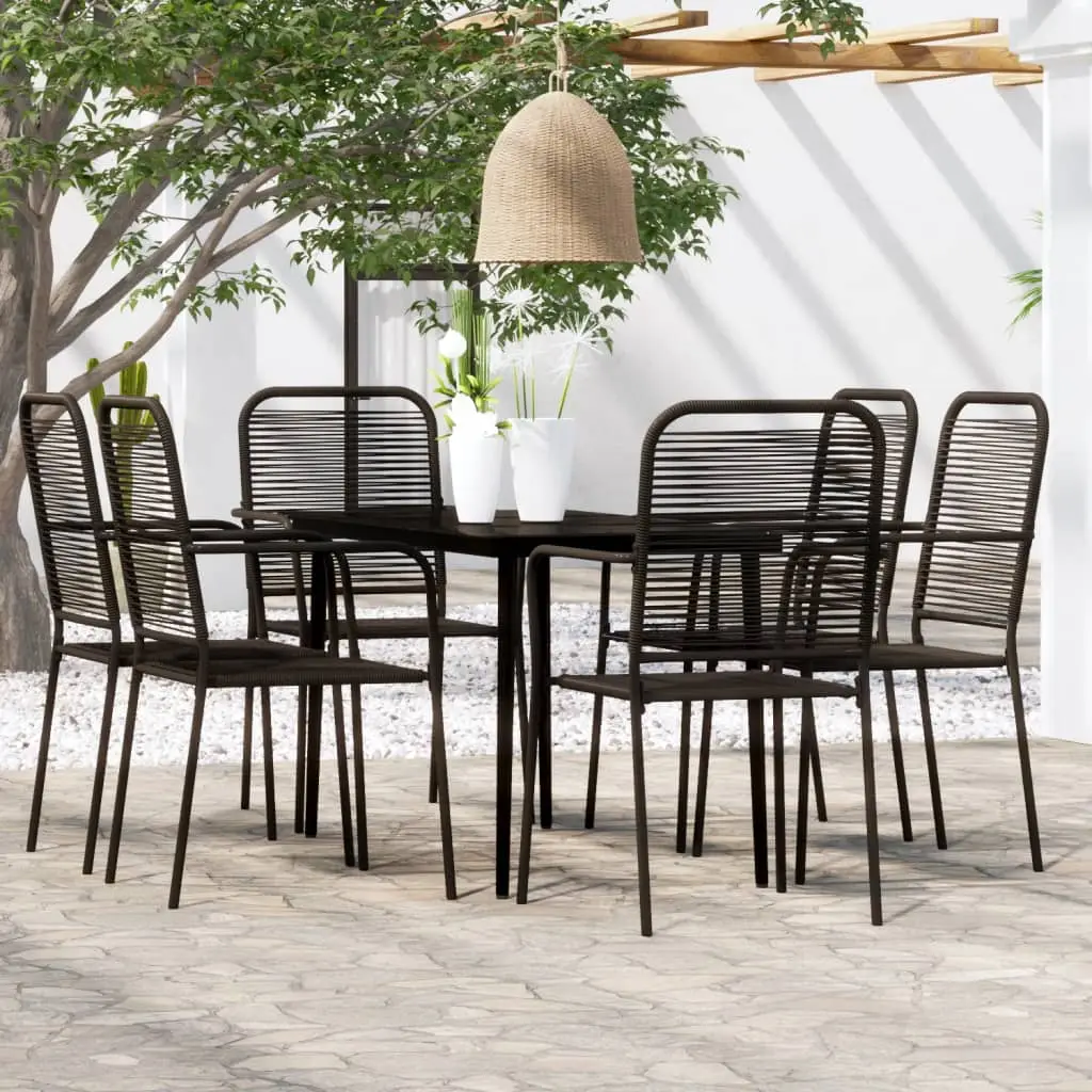 Ensemble à manger de jardin 7 pcs Noir vidaXL 3099146