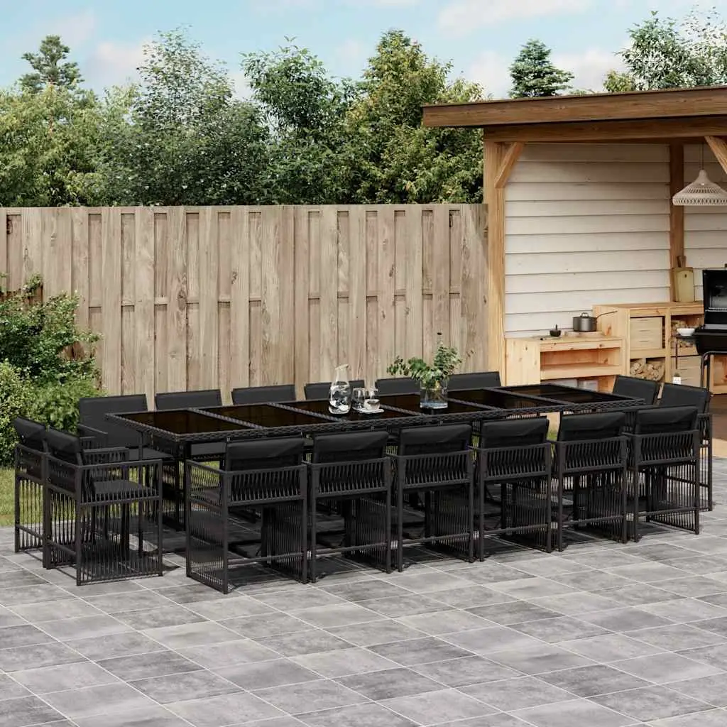 Ensemble à manger de jardin 17 pcs coussins noir résine tressée vidaXL 3211783