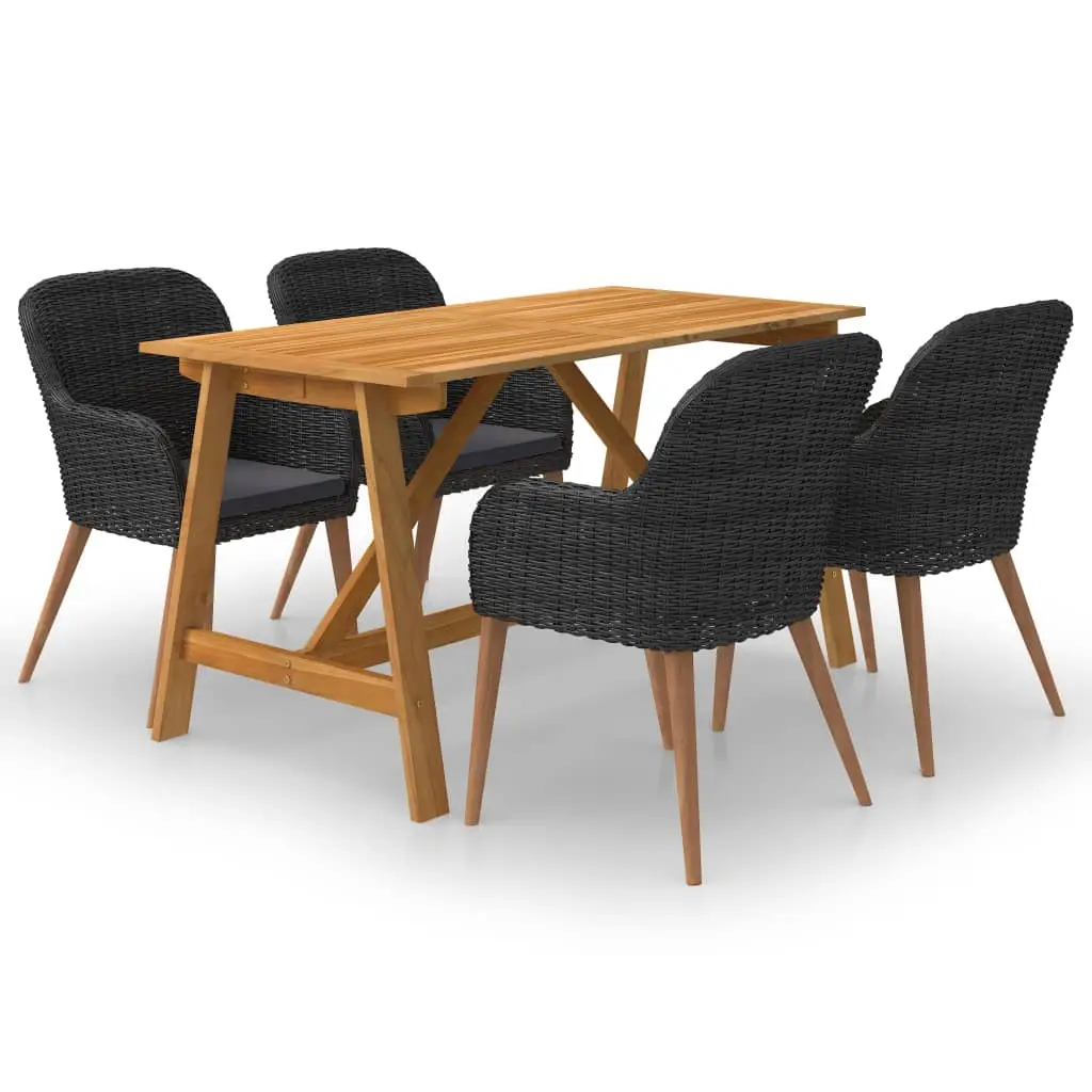 Ensemble à manger de jardin 5 pcs Noir vidaXL 3068773