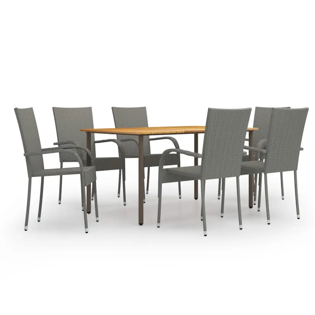 Ensemble à manger de jardin 7 pcs Résine tressée Gris vidaXL 3072496