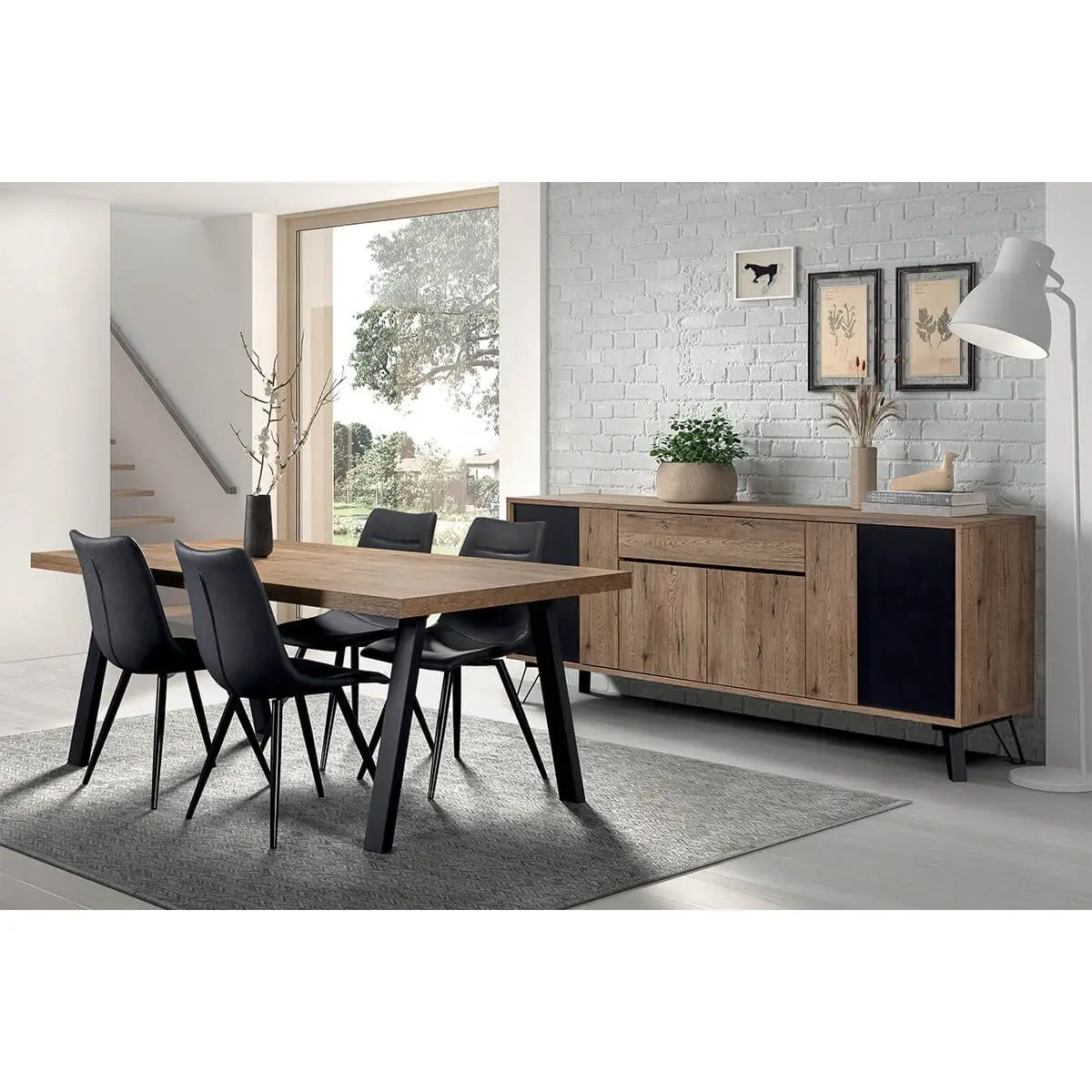 Ensemble Buffet + Table 170cm Piètement Métal A – CARSON