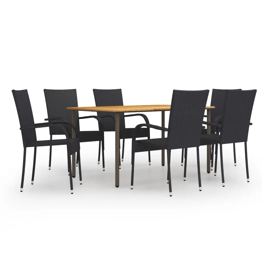 Ensemble à manger de jardin 7 pcs Résine tressée Noir vidaXL 3072495