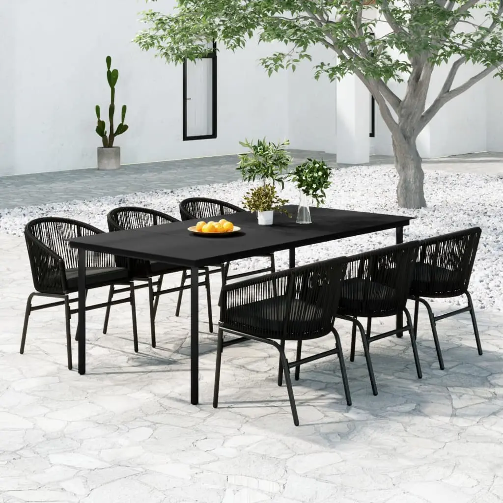 Ensemble à manger de jardin 7 pcs Noir vidaXL 3099225