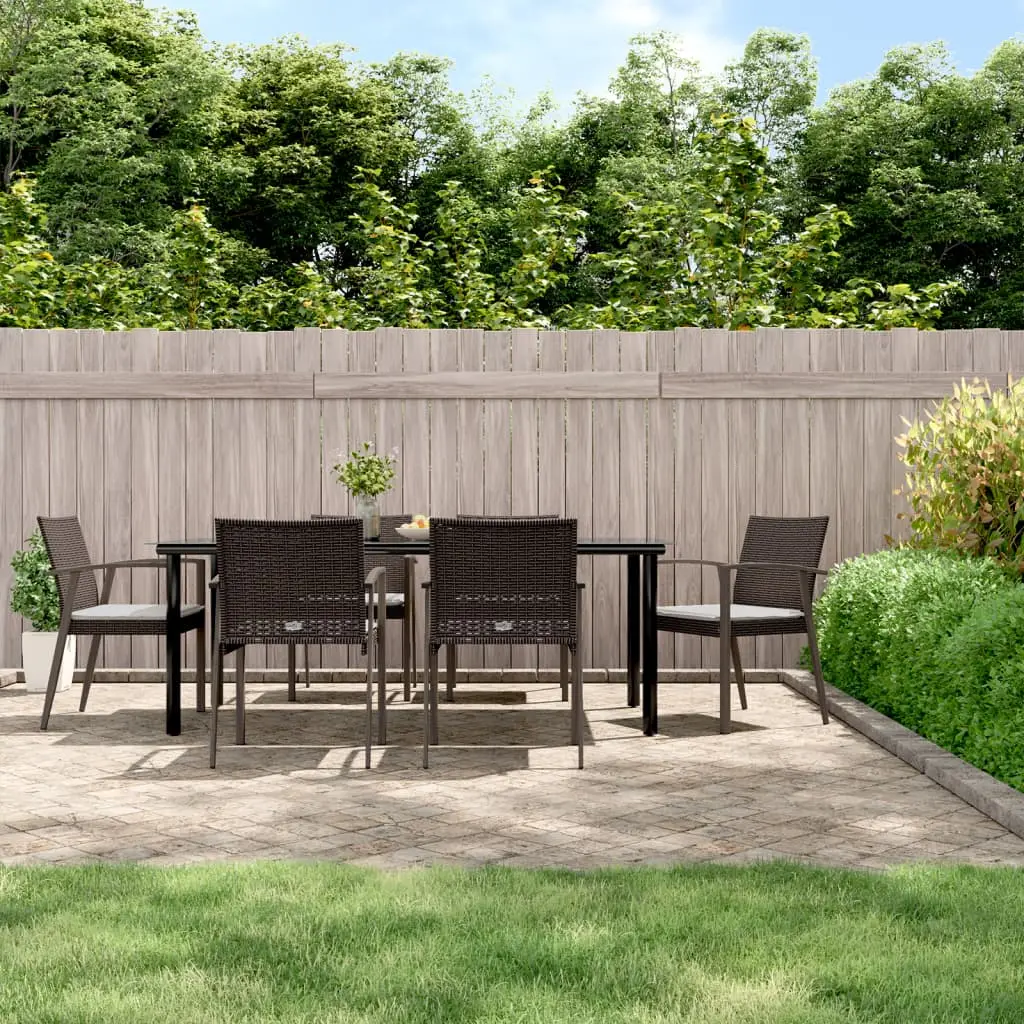 Ensemble à manger de jardin 7 pcs coussins résine tressée acier vidaXL 3186997