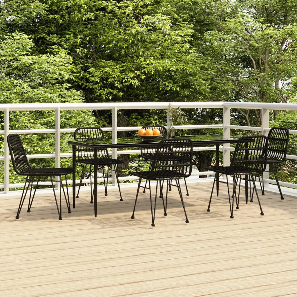 Ensemble à manger de jardin 7 pcs Noir Résine tressée vidaXL 3157885