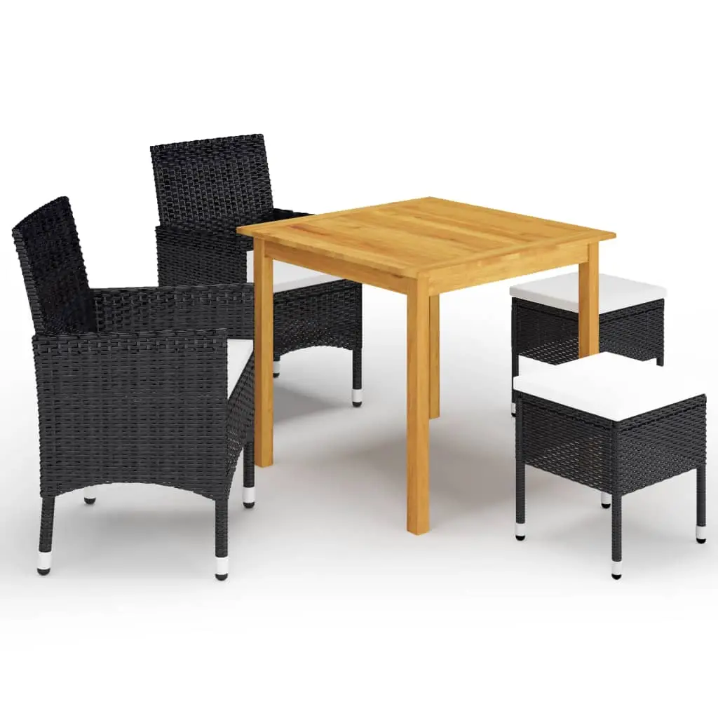 Ensemble à manger de jardin 5 pcs Noir vidaXL 3067683