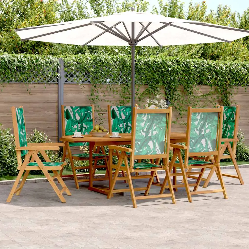 Ensemble à manger de jardin 7 pcs motif de feuilles tissu bois vidaXL 3281728
