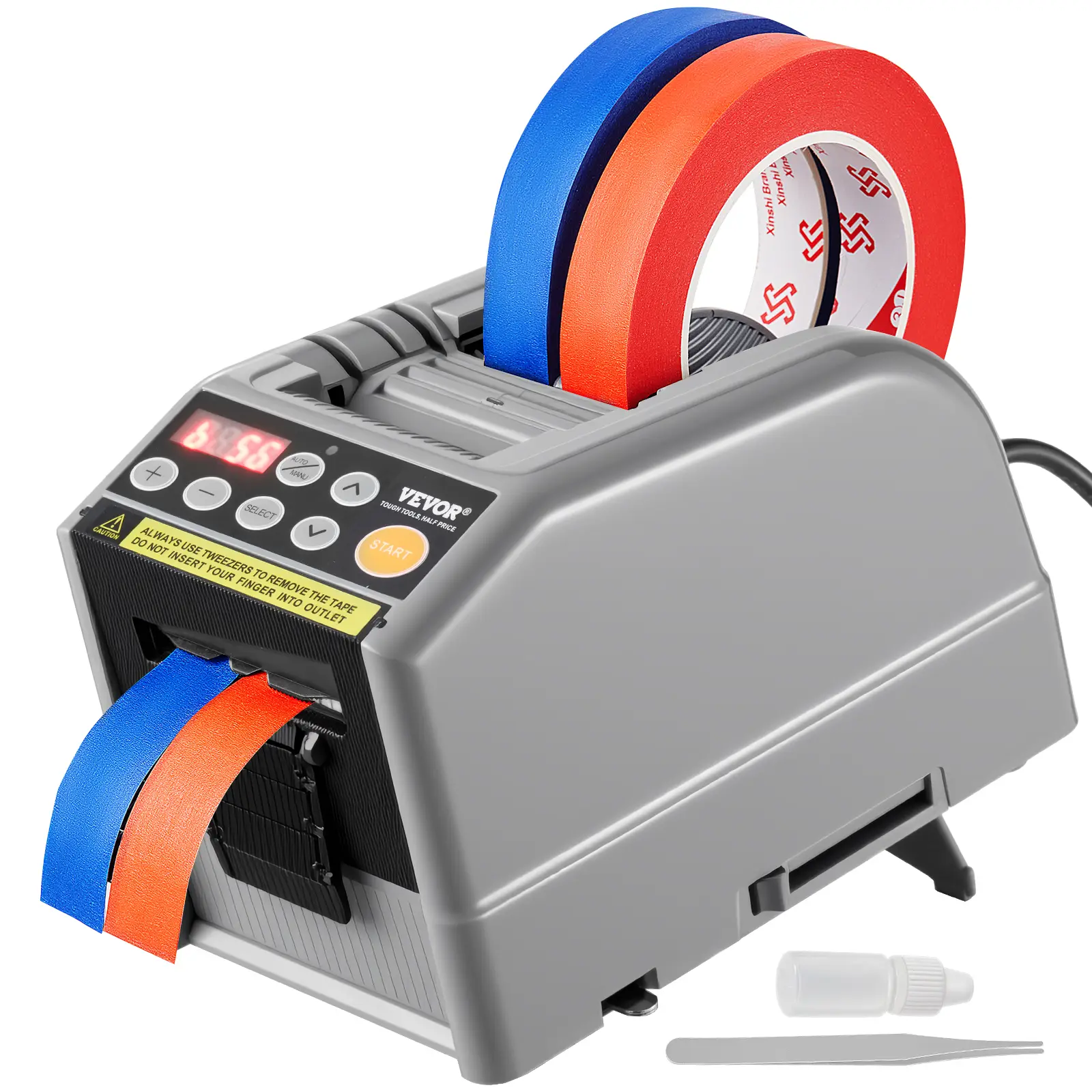 VEVOR Distributeur automatique ruban adhésif électrique 25W, largeur 6-60 mm, longueur 5-999 mm.