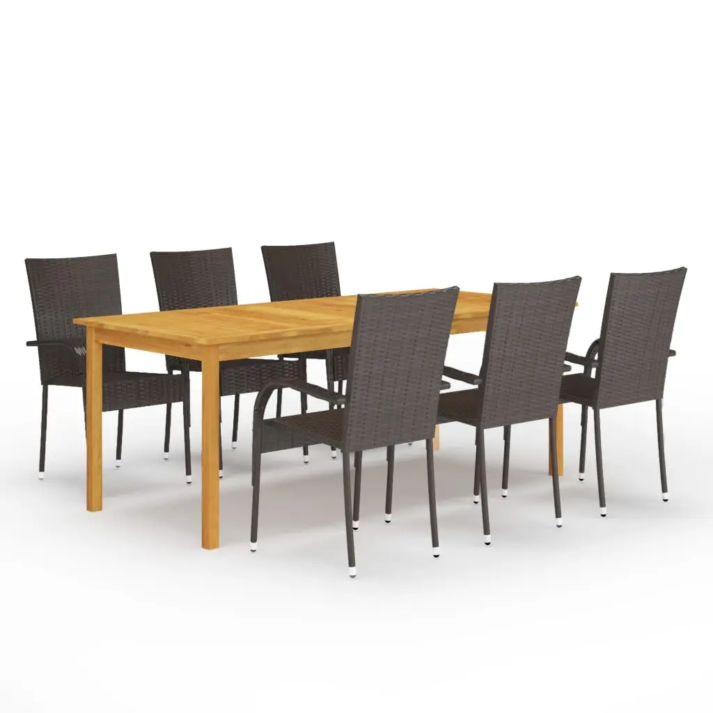 Ensemble à manger de jardin 7 pcs Marron vidaXL 3067877