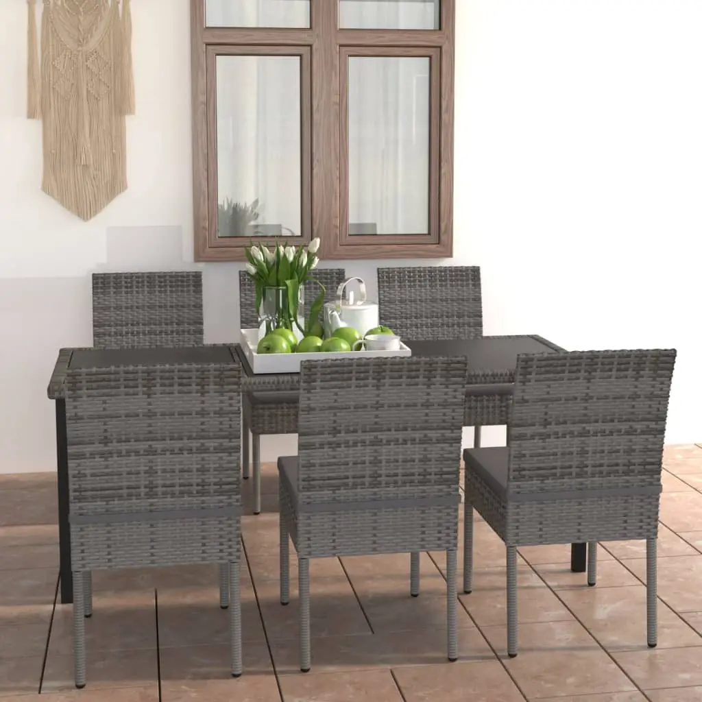 Ensemble à manger de jardin 7 pcs Résine tressée Gris vidaXL 3065703