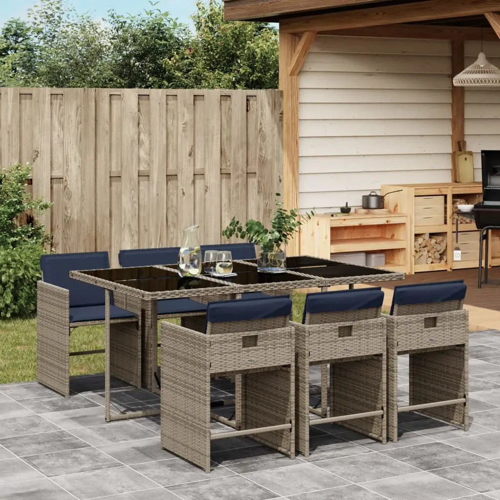 Ensemble à manger de jardin 7 pcs coussins gris résine tressée vidaXL 3277860