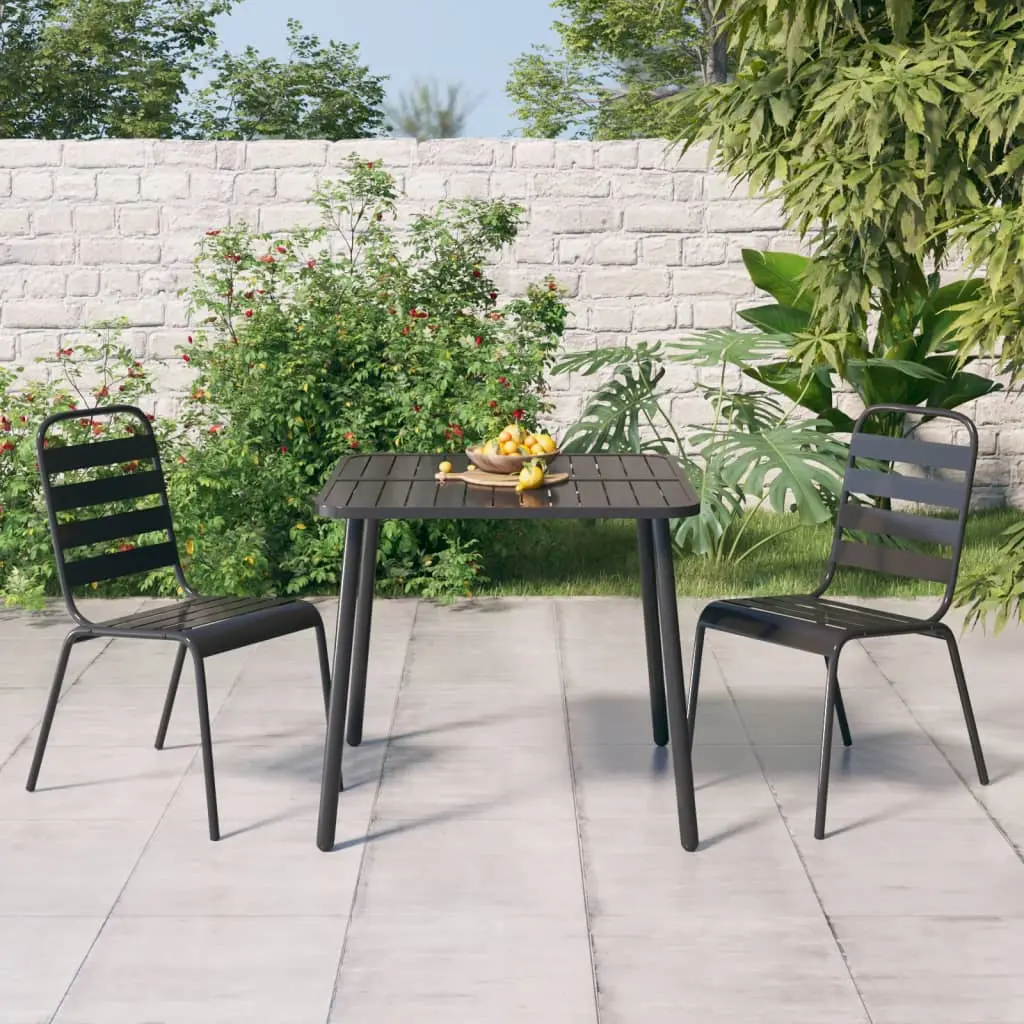 Ensemble à manger de jardin 3 pcs anthracite acier vidaXL 3187987