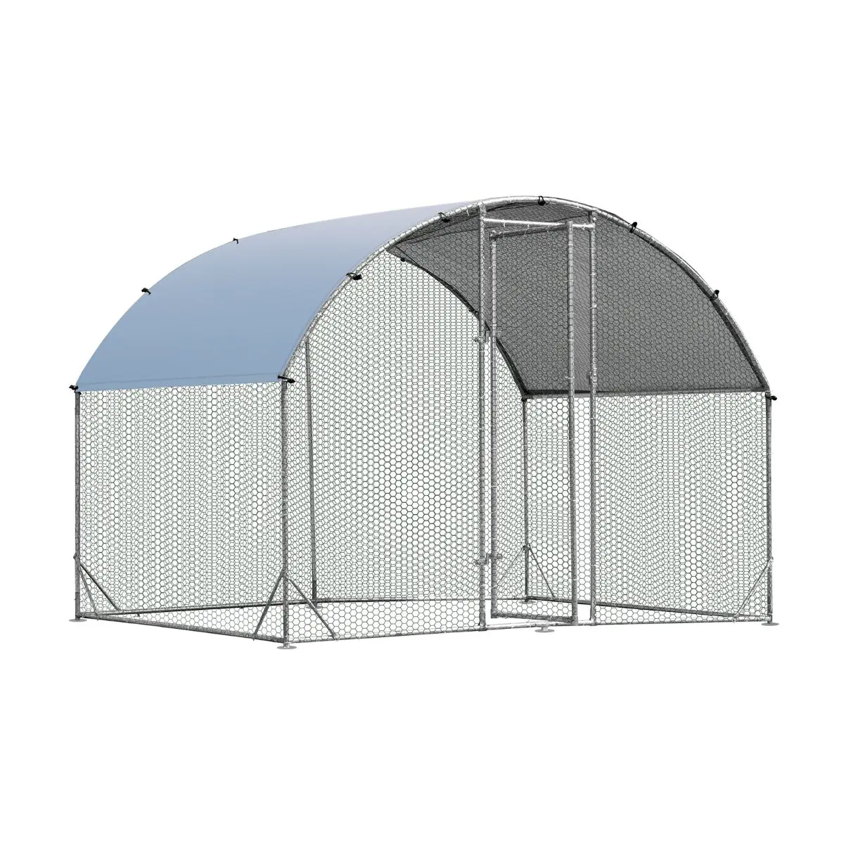 Enclos poulailler en acier galvanisé 190x280cm avec housse supérieure en tissu oxford parc grillagé pour poulet canard lapin