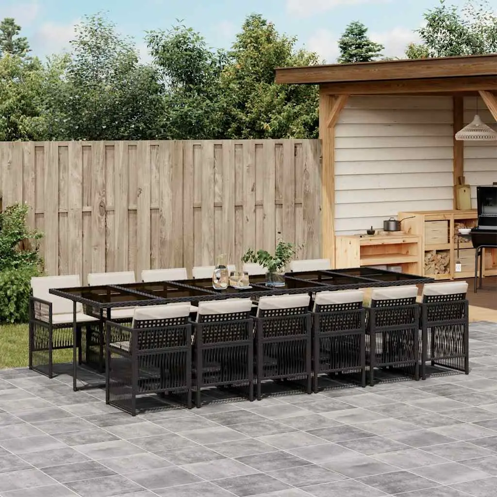 Ensemble à manger de jardin 13 pcs coussins noir résine tressée vidaXL 3210942