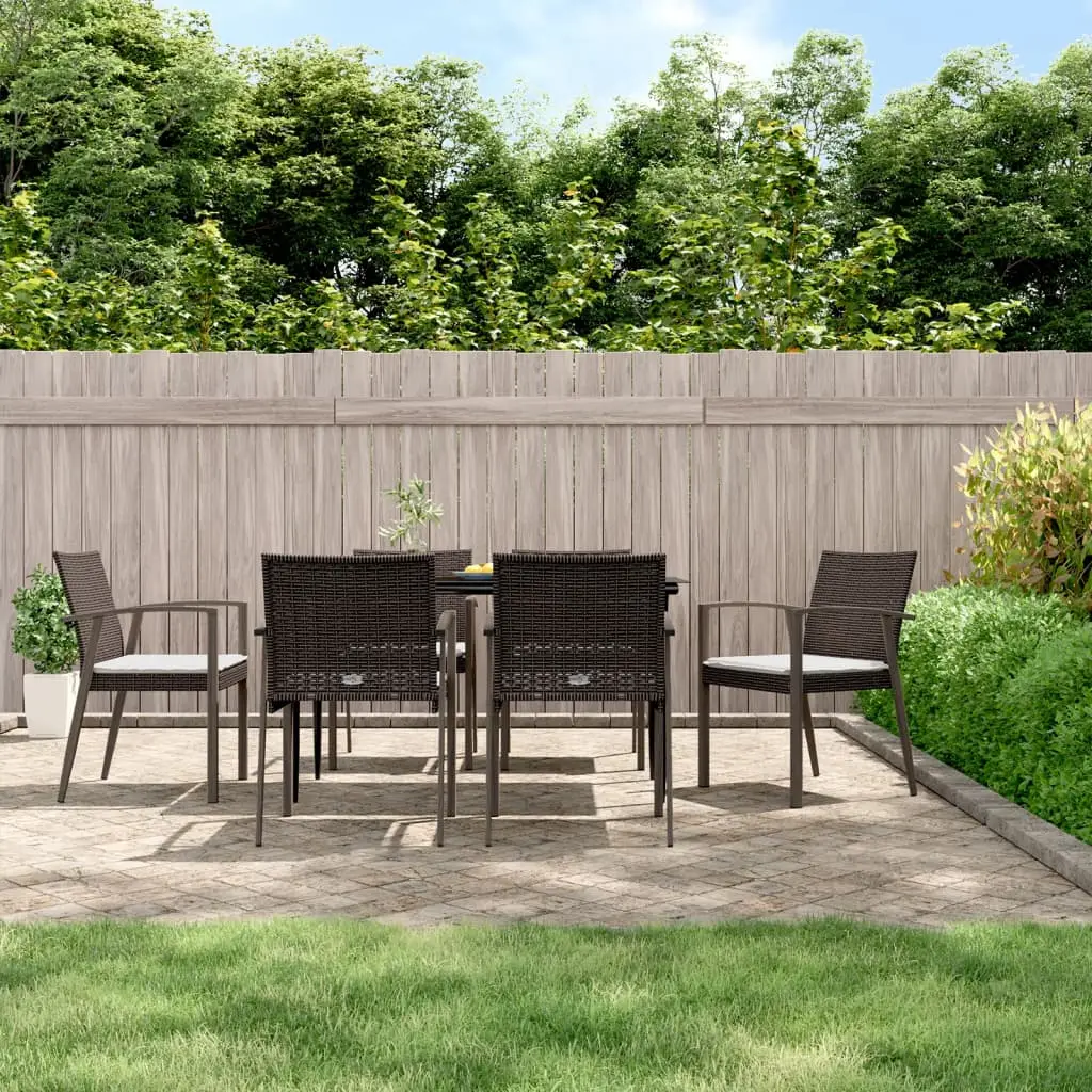Ensemble à manger de jardin 7 pcs coussins résine tressée acier vidaXL 3186974