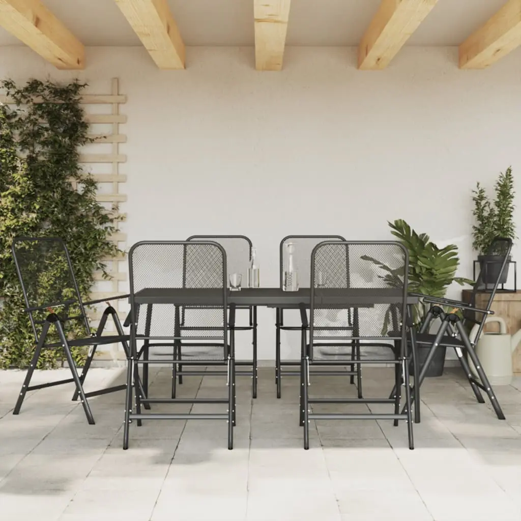 Ensemble à manger de jardin 7 pcs anthracite métal maille vidaXL 3211822
