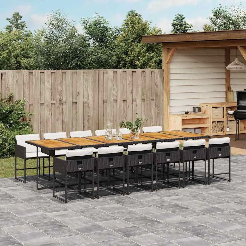Ensemble à manger de jardin 13 pcs coussins noir résine tressée vidaXL 3211311