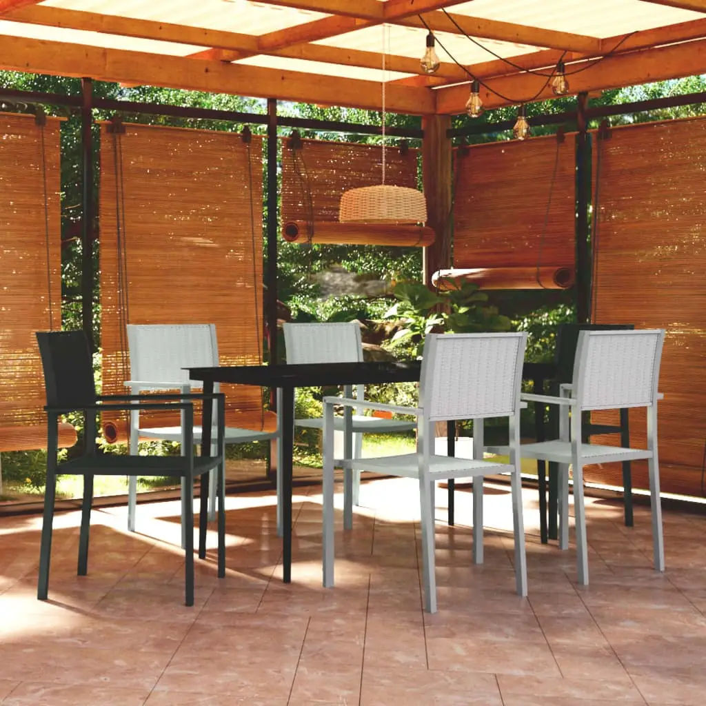 Ensemble à manger de jardin 7 pcs Noir et blanc vidaXL 3099278
