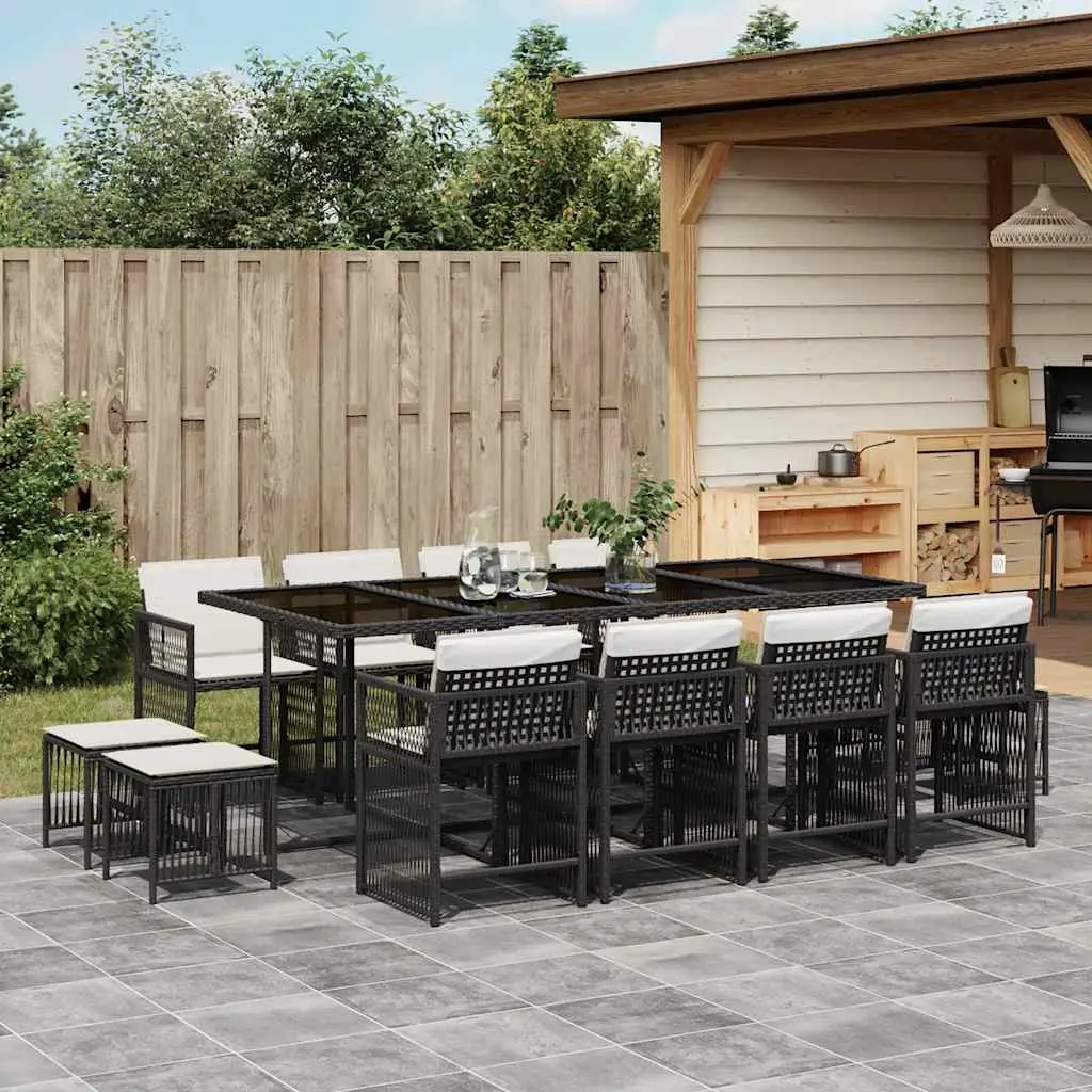Ensemble à manger de jardin 13 pcs coussins noir résine tressée vidaXL 3211698