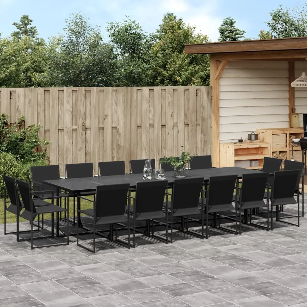 Ensemble à manger de jardin 17 pcs noir textilène vidaXL 3295127