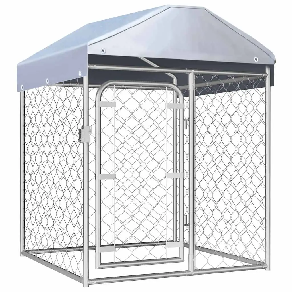 Enclos pour chien avec toit en acier galvanisé pour jardin 100x100x125 cm – ComfortXL Outdoor Living