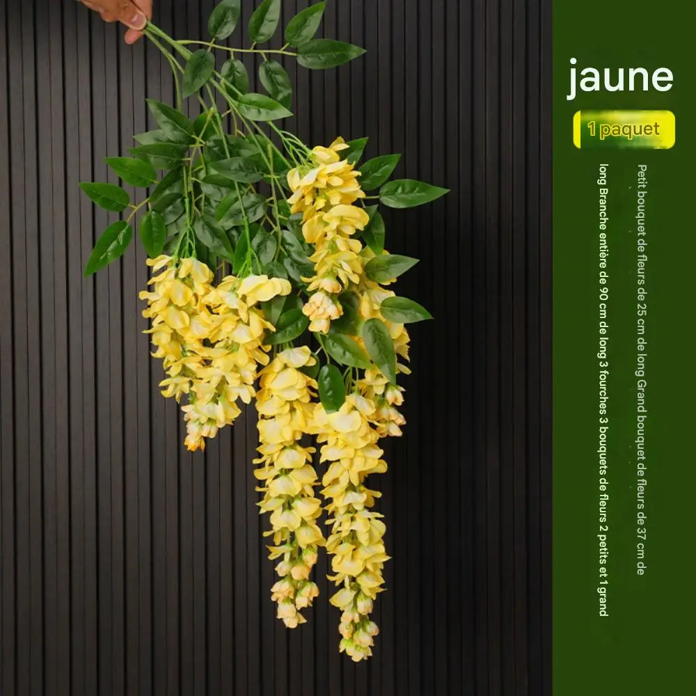 Décoration Plafond Glycine et Cassia Artificielles Jaune – Lot de 2 – Fleurs Réalistes Sans Entretien – Lytech