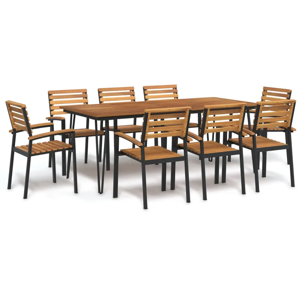 Ensemble à manger de jardin 9 pcs bois d’acacia solide et métal vidaXL 3155421