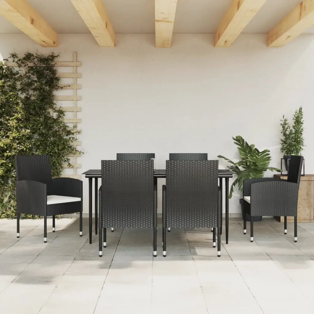 Ensemble à manger de jardin 7 pcs noir résine tressée et acier vidaXL 3203309