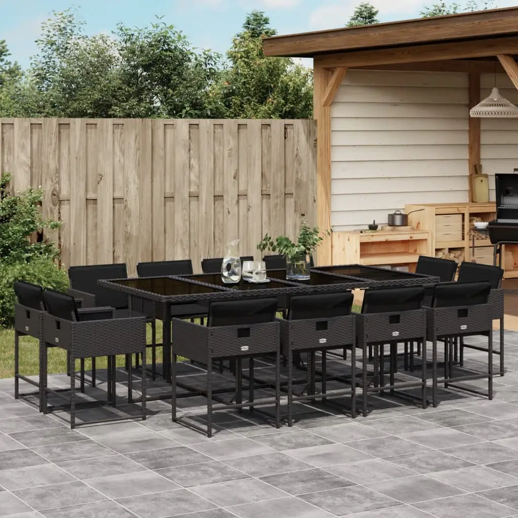 Ensemble à manger de jardin 13 pcs coussins noir résine tressée vidaXL 3211399