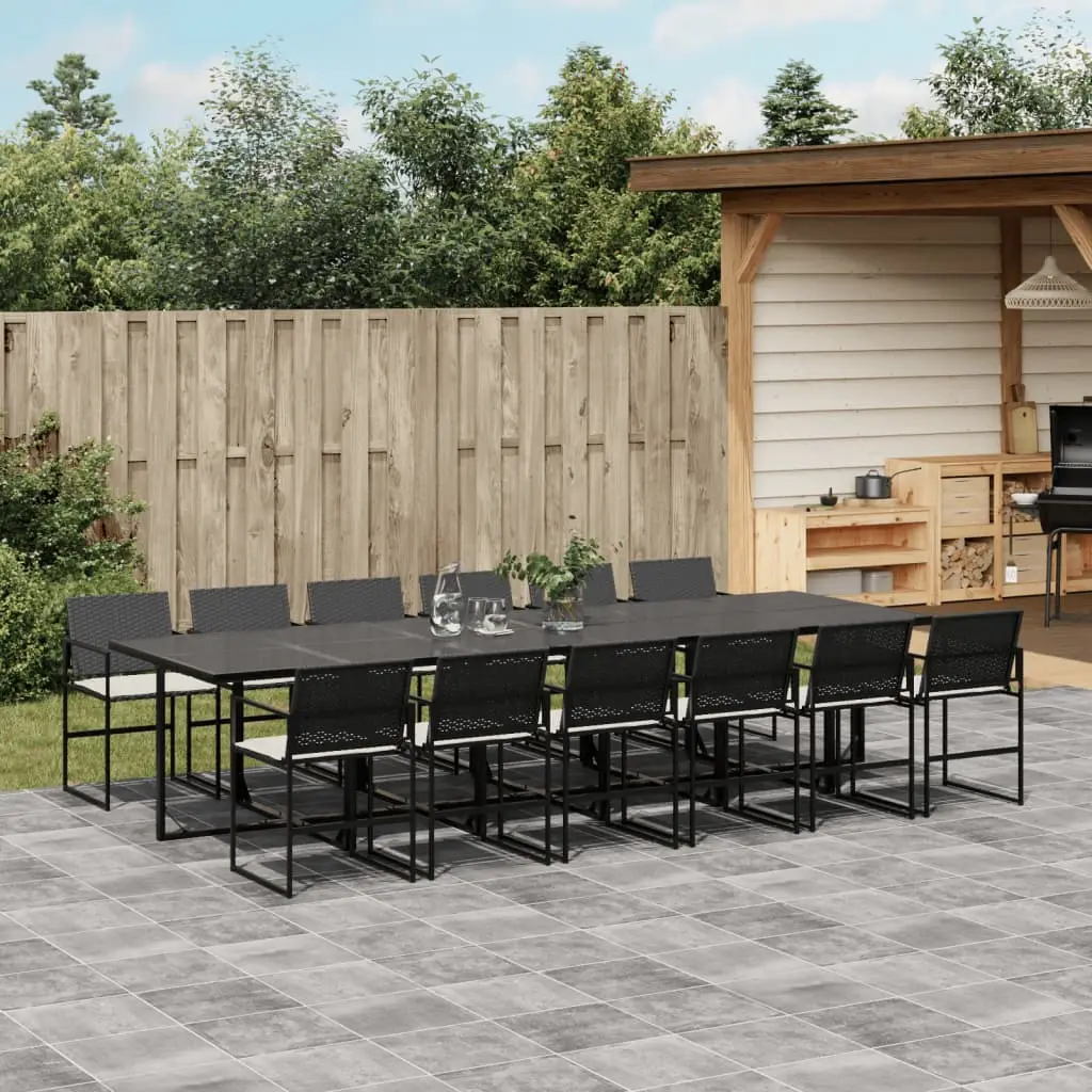 Ensemble à manger de jardin 13 pcs coussins noir résine tressée vidaXL 3295062