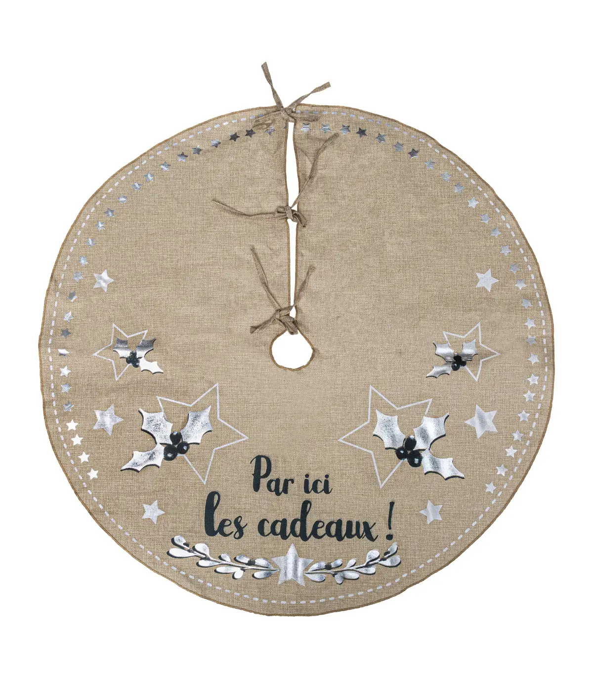 Déco de noël Tapis pour pied de Sapin en jute imprimée D 90 cm