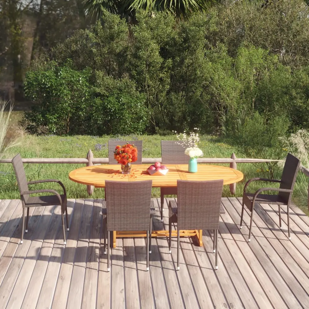 Ensemble à Manger de jardin 7 pcs Résine tressée Marron vidaXL 3070757