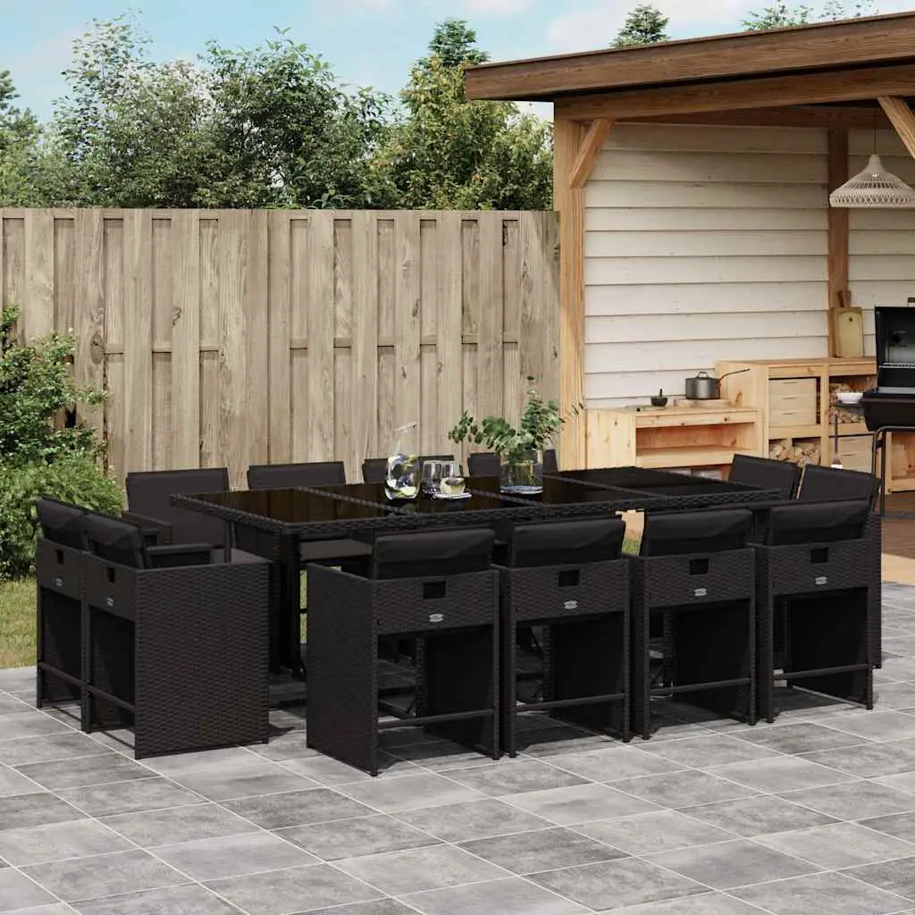 Ensemble à manger de jardin 13 pcs coussins noir résine tressée vidaXL 3211219