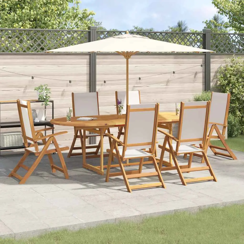 Ensemble à Manger de jardin 7pcs bois d’acacia solide textilène vidaXL 3279290