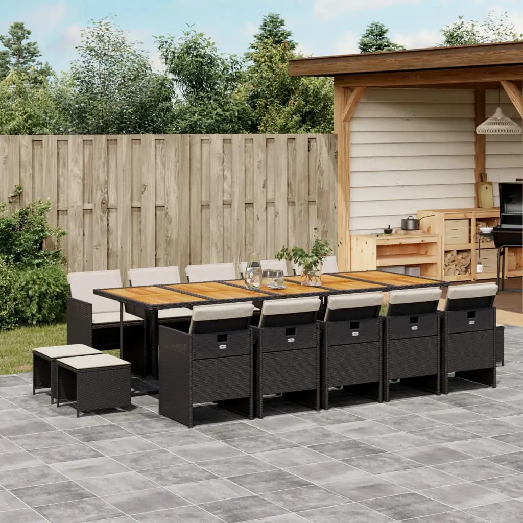 Ensemble à manger de jardin 15 pcs coussins noir résine tressée vidaXL 3277766