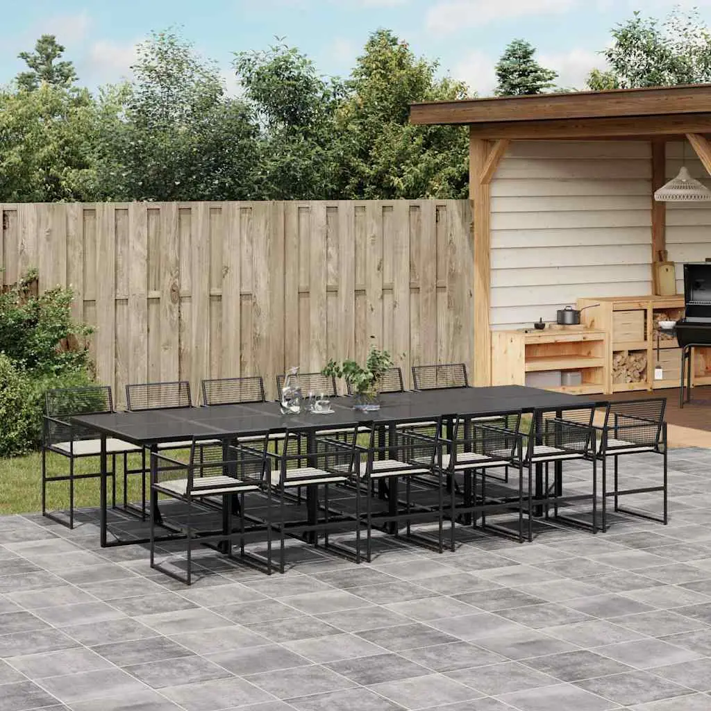 Ensemble à manger de jardin 13 pcs coussins noir résine tressée vidaXL 3295027