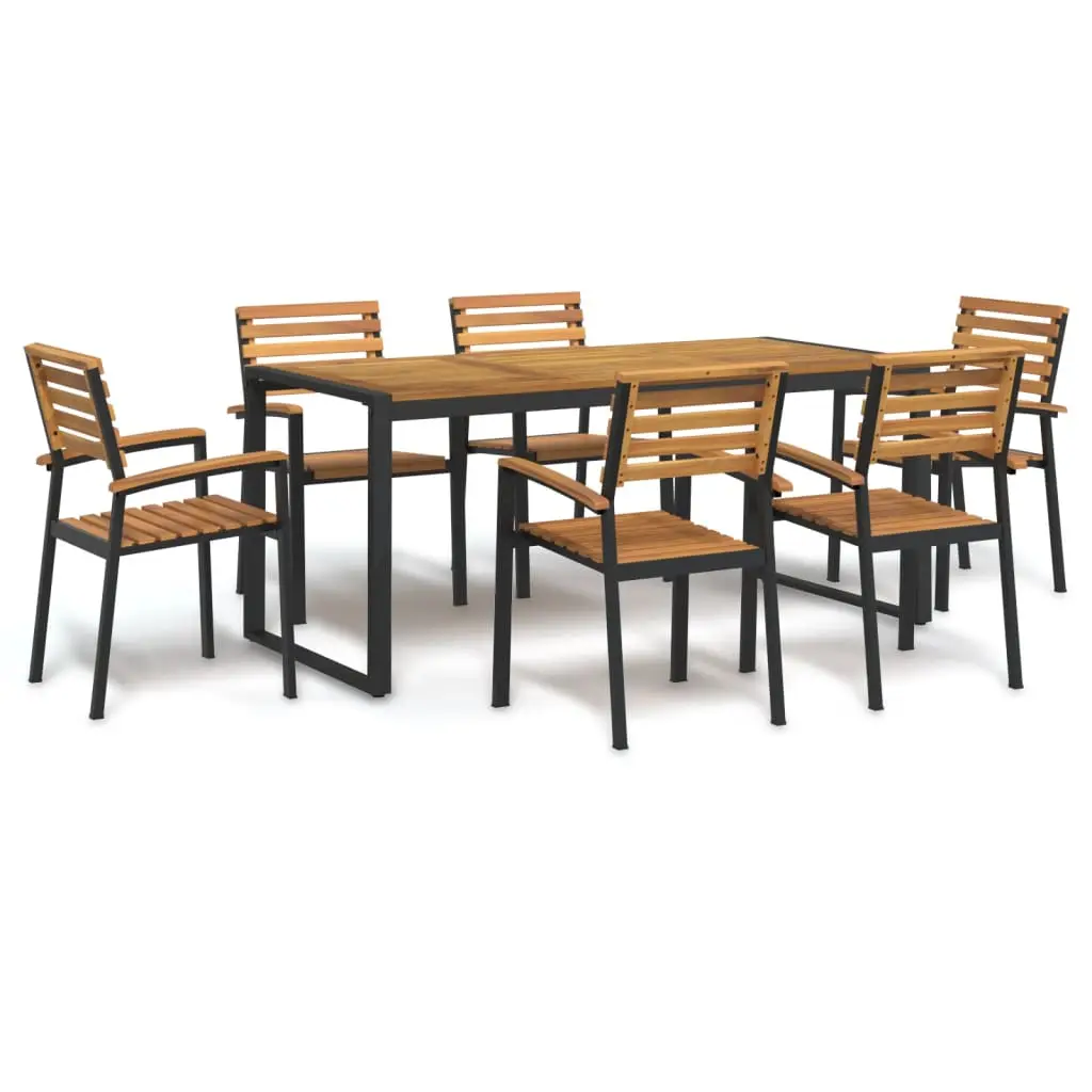 Ensemble à manger de jardin 7 pcs bois d’acacia solide et métal vidaXL 3155411